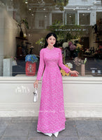 ANNE Pink áo dài| with crystals and pearls