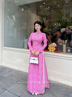 ANNE Pink áo dài| with crystals and pearls