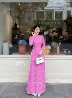ANNE Pink áo dài| with crystals and pearls