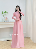 ELIANA Pink traditional ao dai with simple beading collar