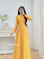 ALAIA Gold Ao dài with hand beading collar