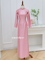 ELIANA Pink traditional ao dai with simple beading collar
