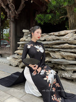 JAYLENE Aó dài lụa with embroidery Flowers