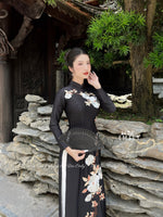 JAYLENE Aó dài lụa with embroidery Flowers