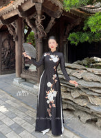 JAYLENE Aó dài lụa with embroidery Flowers