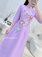OLIVIA Purple Spring Flowers Ao Dai