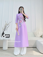 OLIVIA Purple Spring Flowers Ao Dai