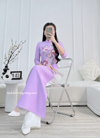OLIVIA Purple Spring Flowers Ao Dai