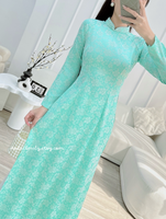 AITANA Ao dài gấm with hand beading crystals collar