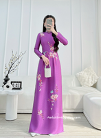 BONNIE Purple Hand beading collar with embroidery flowers with pearls