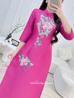 LILY Fuchsia embroidery flowers Taffeta Ao Dai Set|