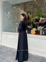 NYLA Black embroidery ao dai set with pearls|
