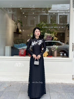 NYLA Black embroidery ao dai set with pearls|