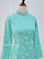 AITANA Ao dài gấm with hand beading crystals collar