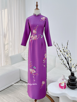 BONNIE Purple Hand beading collar with embroidery flowers with pearls