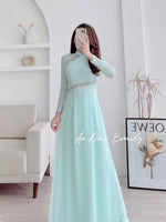 JASMINE Double layers chiffon Ao Dai Set with pearls and lace