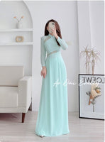 JASMINE Double layers chiffon Ao Dai Set with pearls and lace