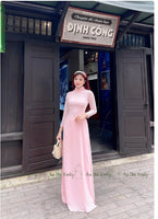 HAISLEY Double layers chiffon Ao Dai Set with pearls and crystals