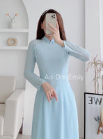 DELLA Double layers chiffon Ao Dai Set with design button