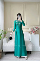 VICTORIA Dark green ao dai with crystals