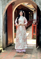 MARGARET Pink Modern taffeta with cherry blossom flowers pattern