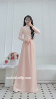 JOLIE Plain ao dai with simple crystal collar
