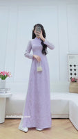 BAILEY Pastel purple ao dai set with pearls