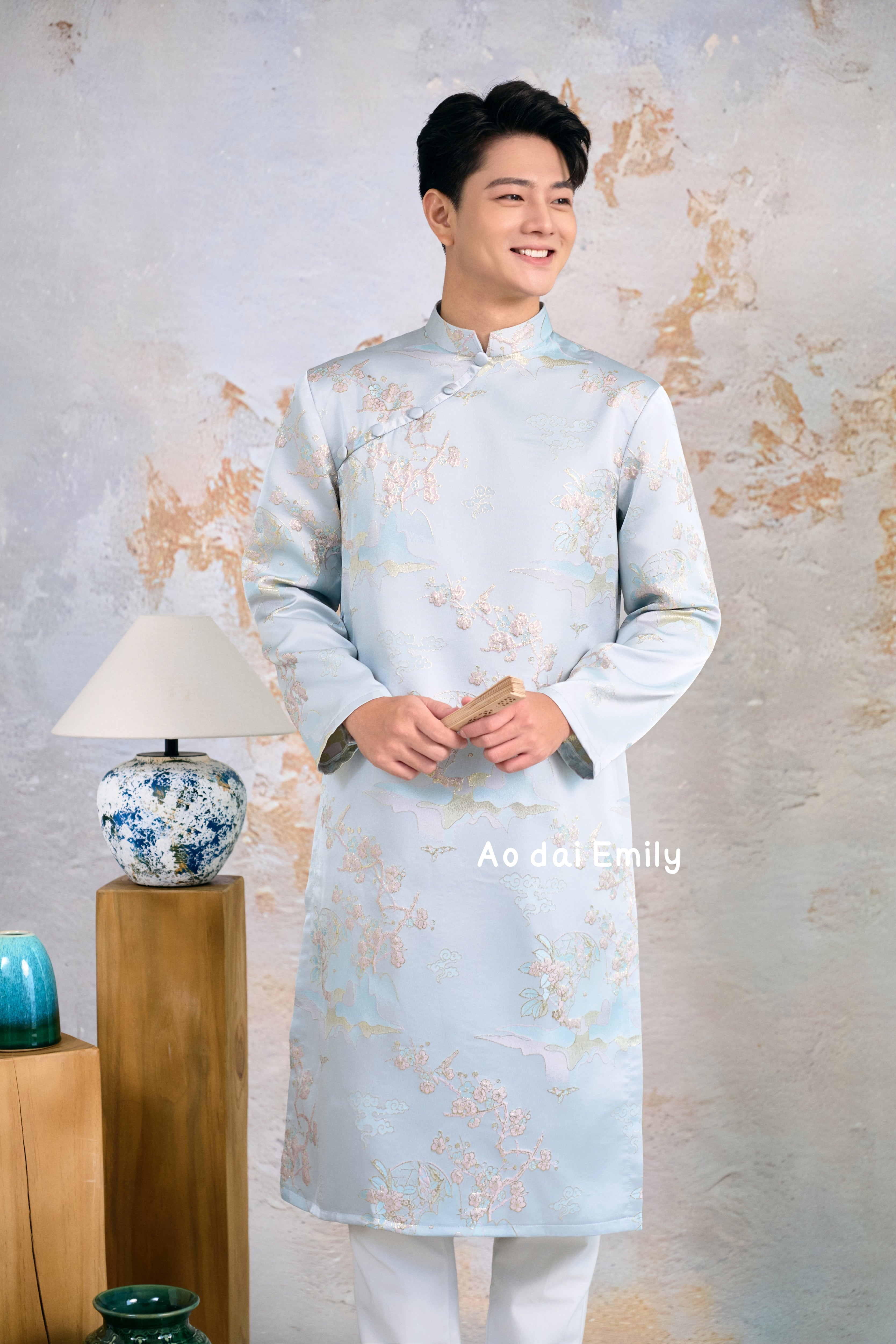 Ao dai for men| ao dai with spring pattern| Jason