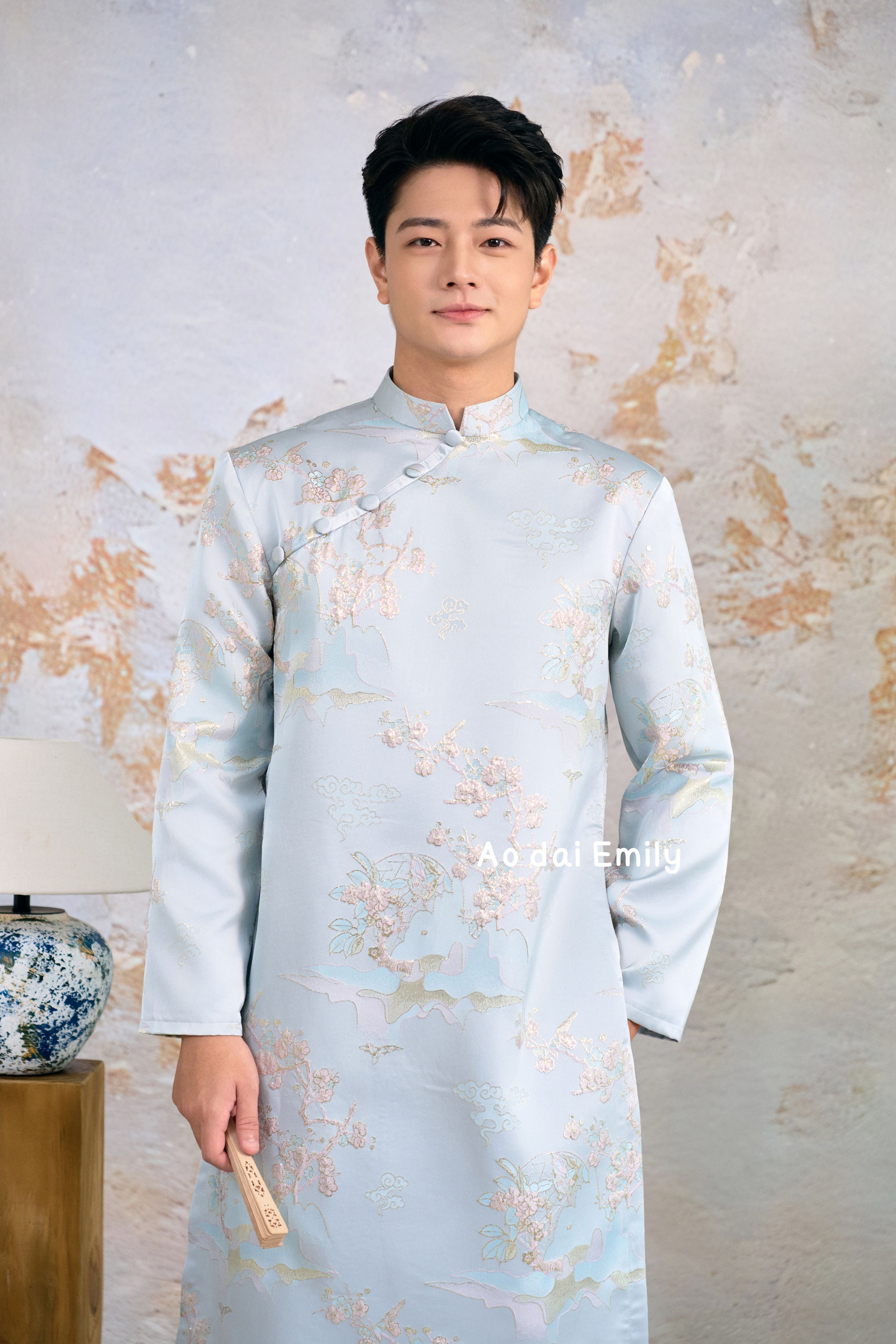Ao dai for men| ao dai with spring pattern| Jason