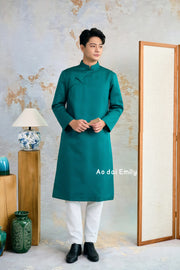Dark Green Ao dai for men| Arctic Fox