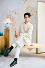 Beige/Gold Ao dai for men| Akita