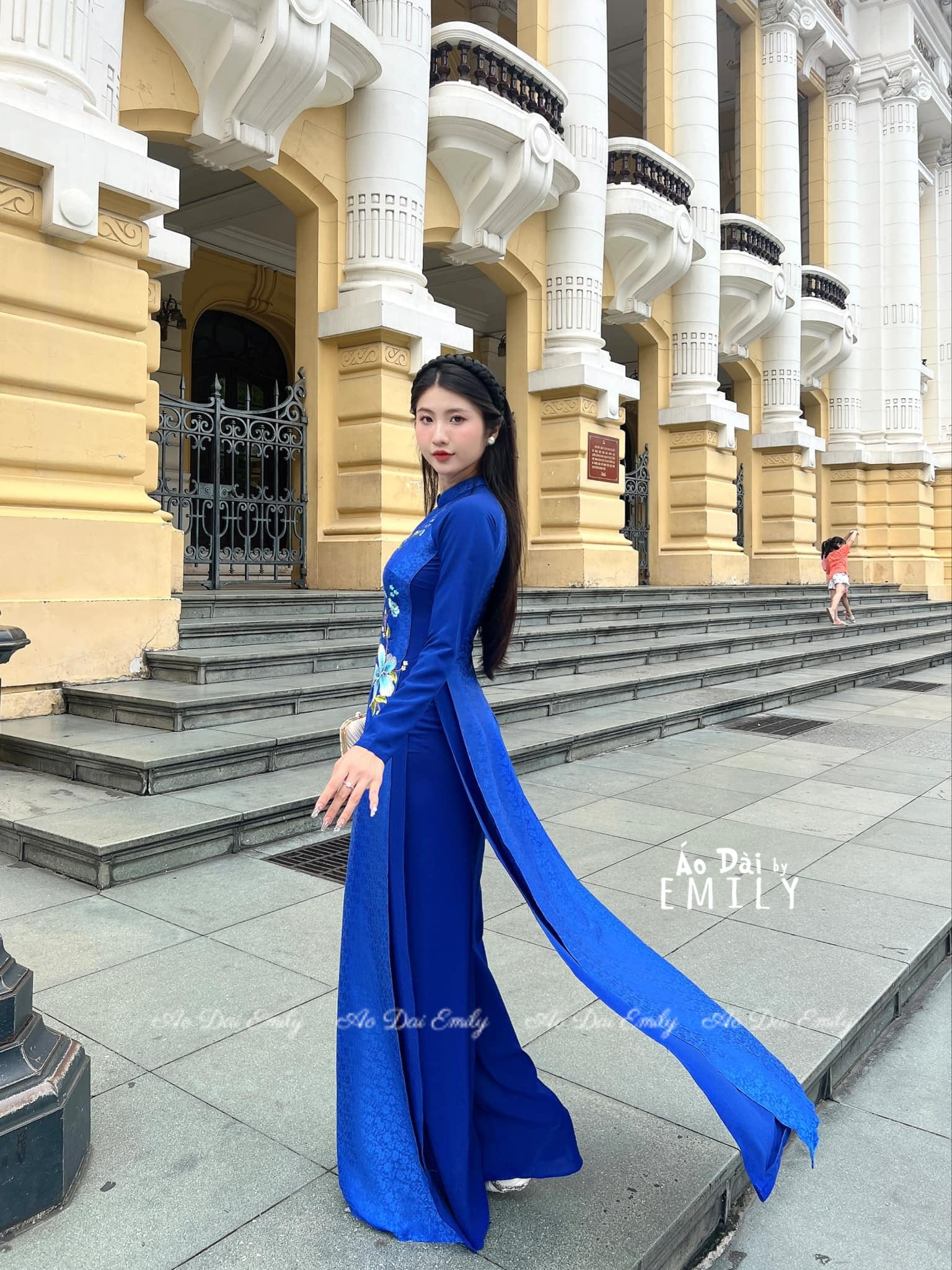 Sapphire Blue embroidery ao dai set