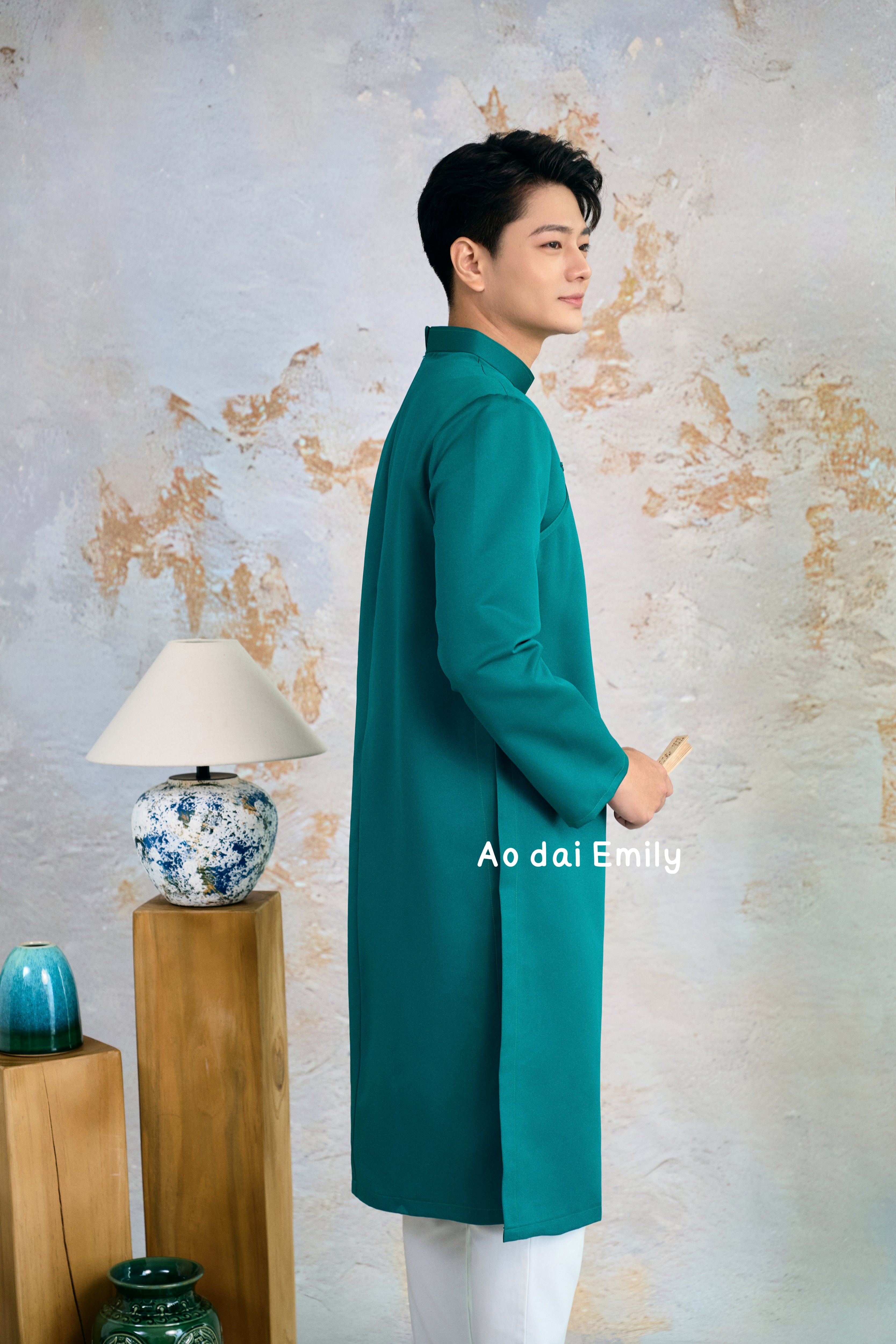 Dark Green Ao dai for men| Arctic Fox