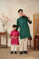 ANDIE Green/ Red Matching Family Daisy pattern