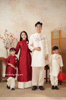 LOVE Cream/ Red Ribbon Embroidery Matching Family