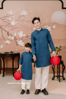 JAMIE Dark Blue Embroidery Matching Dad and baby Boy