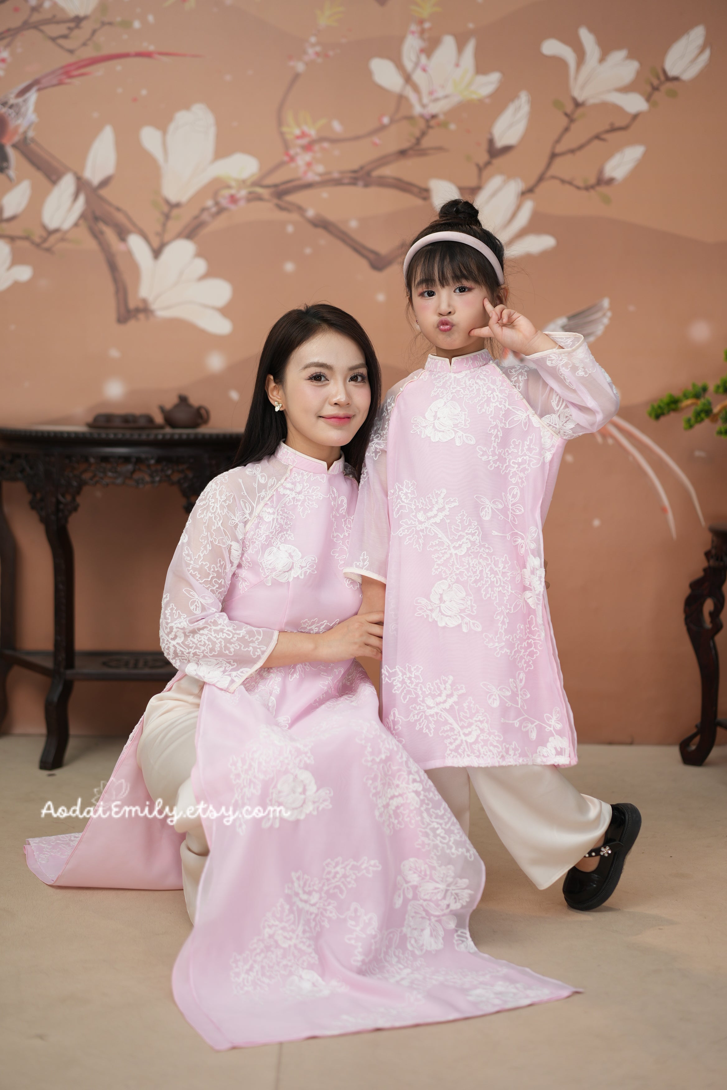Pastel Pink Matching Mom and baby Girl