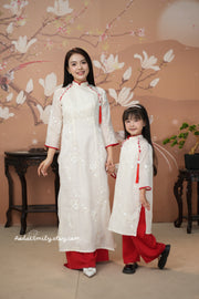 Cream/ Red Matching Mom and baby Girl