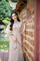 MCKINLEY Nude/cream double layers modern ao dai set