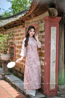 EMERY Pink Ao Dai with Cherry Blossom 3D flower pattern