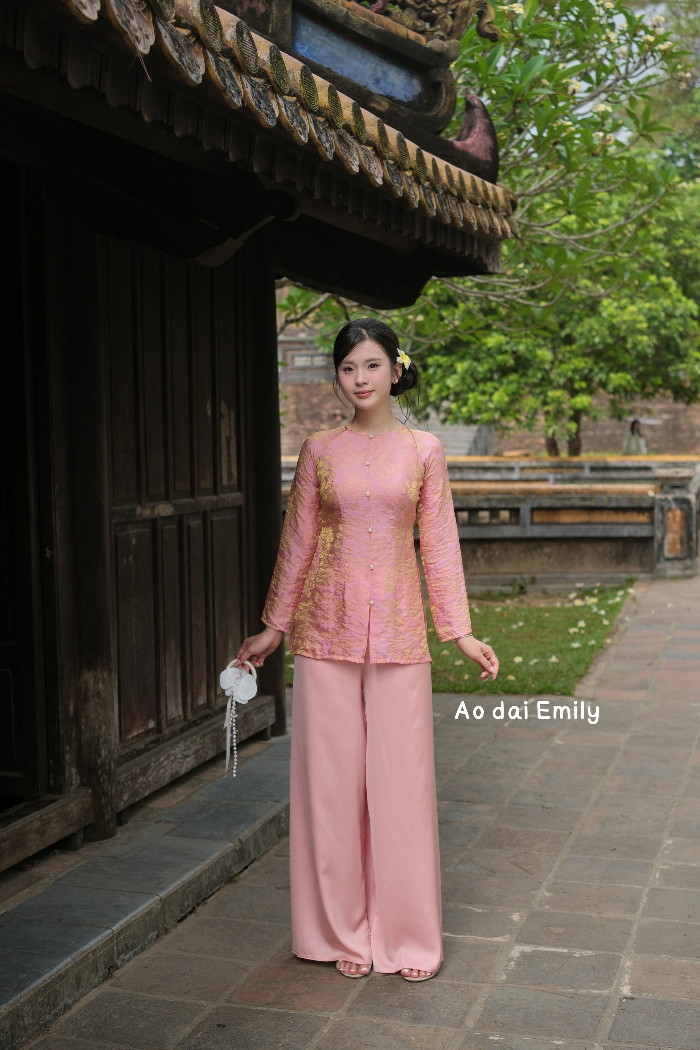 Pink/ Gold rose patterns Ao Ba Ba | Spring beauty