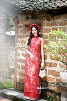 SOFIA| Ao Dai yếm hoa đào
