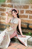 WISTERIA Sleeveless Taffeta Sakura patterns Pre made ao dai|