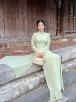 Double layers chiffon Ao Dai Set with design buttons| Begonia