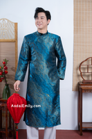 NOAH Dark Blue/ Gold Ao dai for men