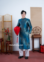 NOAH Dark Blue/ Gold Ao dai for men