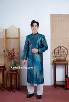 NOAH Dark Blue/ Gold Ao dai for men