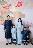 DIOR Blue Matching Family Spring patterns Ao Dai