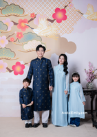 DIOR Blue Matching Family Spring patterns Ao Dai