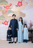 DIOR Blue Matching Family Spring patterns Ao Dai
